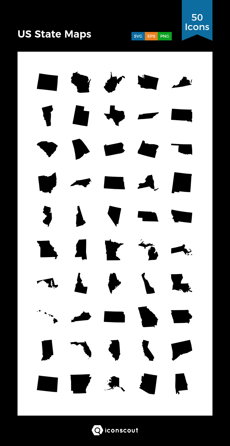 735x1424 Us State Maps Icon Pack