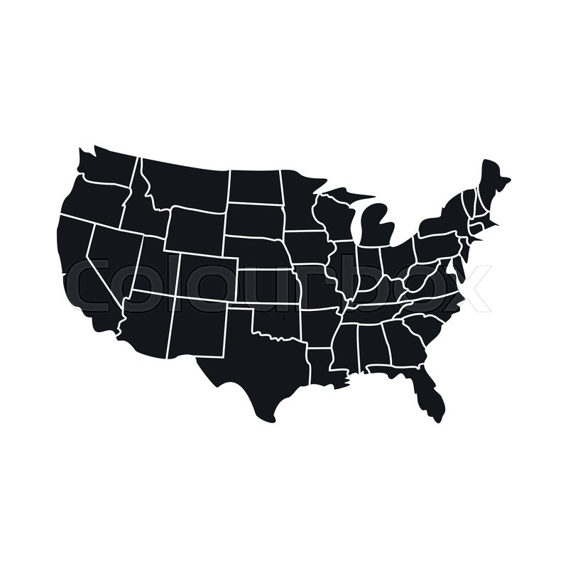 800x800 Usa Map With States Icon Black Simple Stock Vector Colourbox