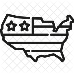 256x256 Usa Map Icon Of Line Style