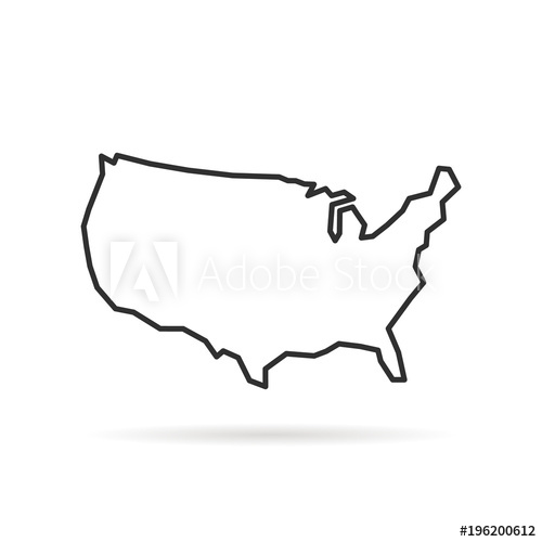 500x500 Black Thin Line Usa Icon With Shadow