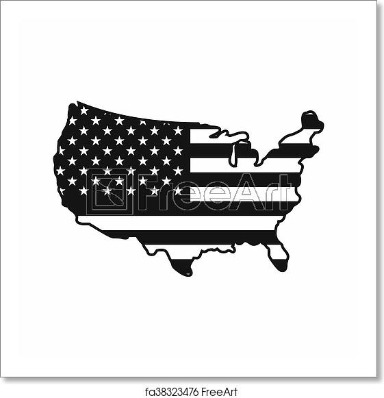 561x581 Free Art Print Of Usa Map Icon, Simple Style Usa Map Icon