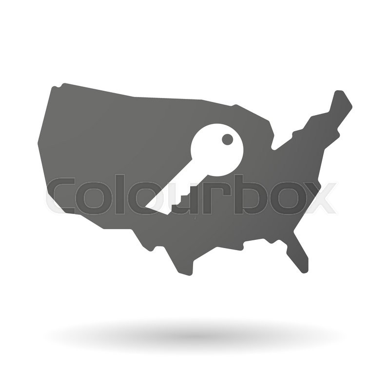 800x800 Illustration Of An Isolated Usa Map Icon With A Key Stock Vector