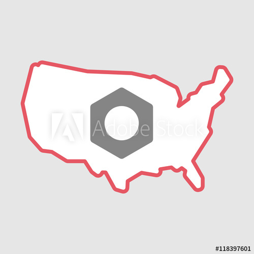 500x500 Isolated Line Art Usa Map Icon With A Nut