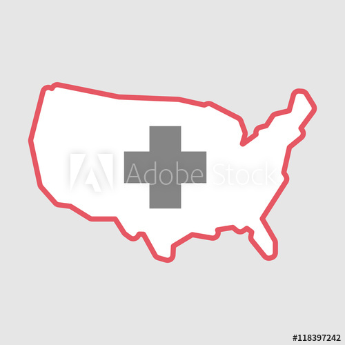 500x500 Isolated Line Art Usa Map Icon With A Pharmacy Sign