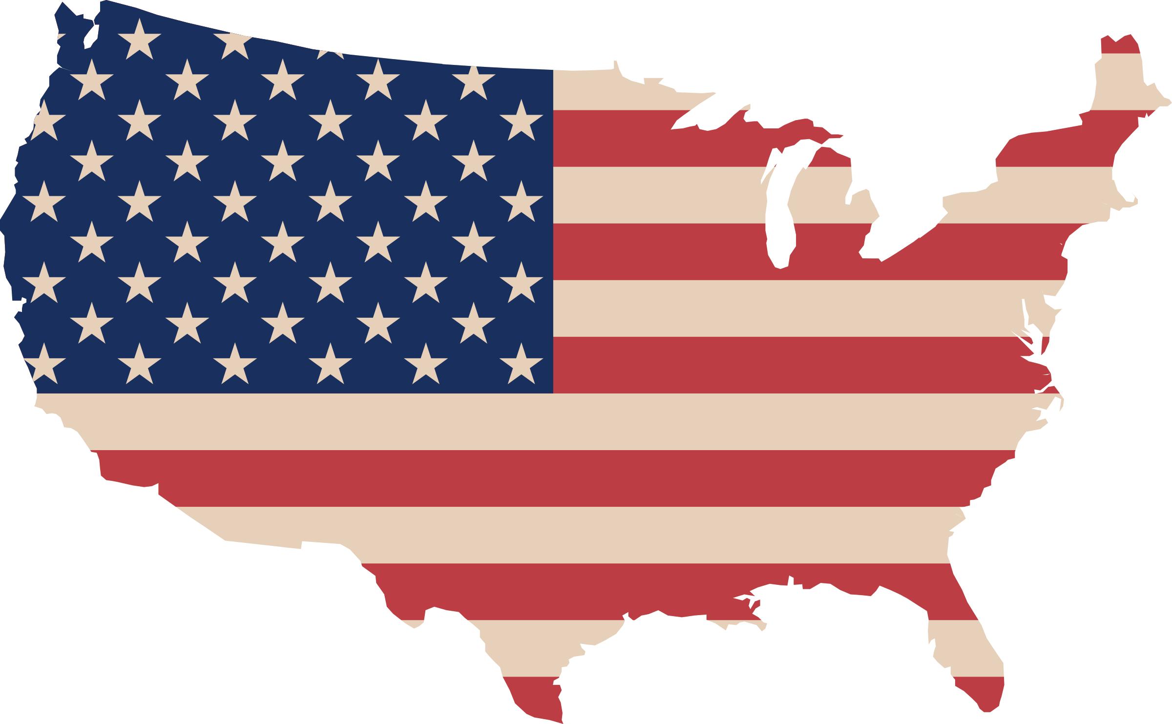 2400x1483 Usa Map And Flag Icons Png