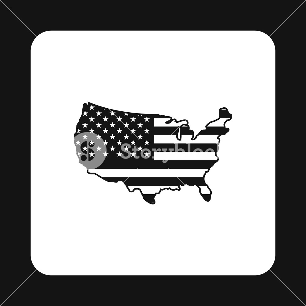 1000x1000 Usa Map Icon In Simple Style Isolated On White Background State