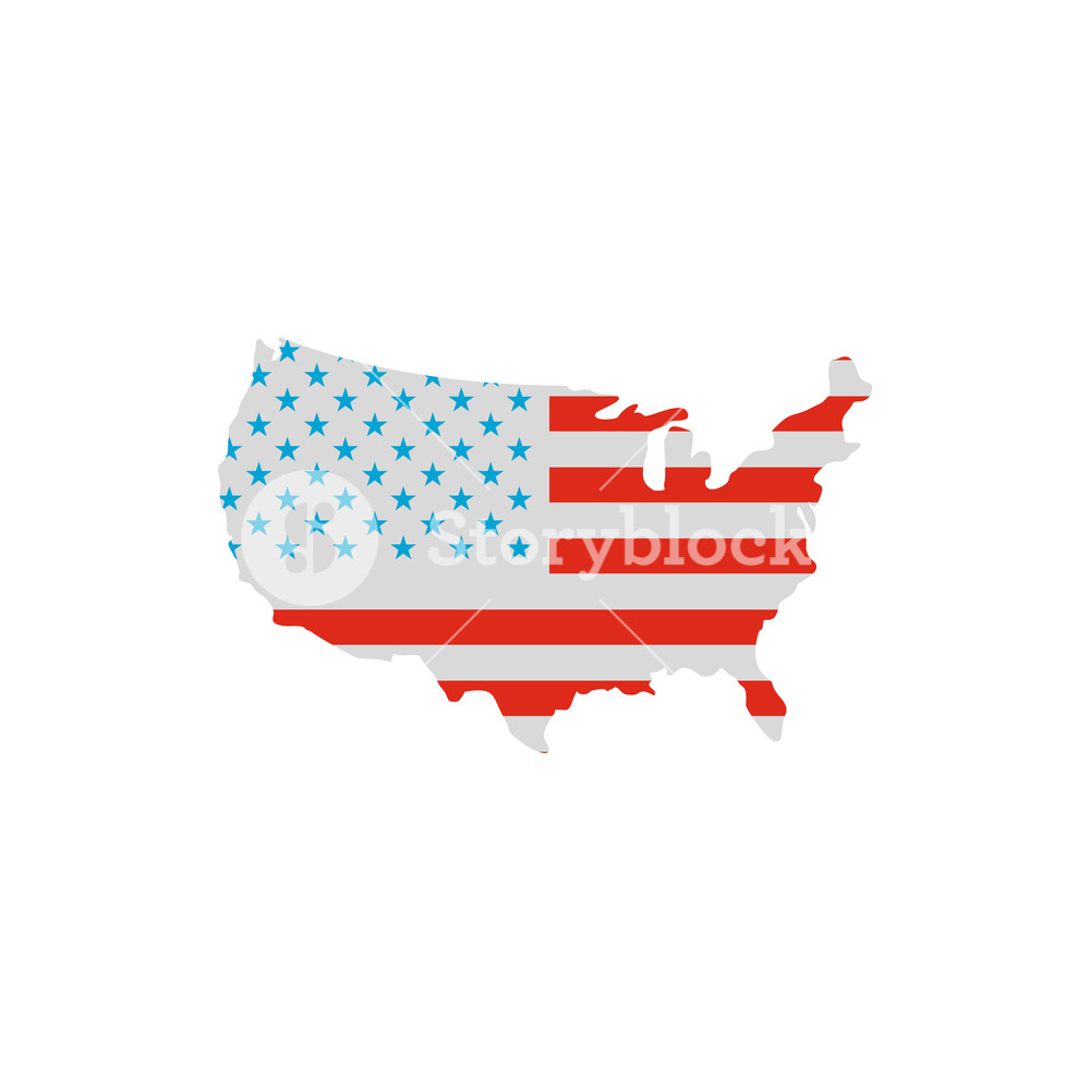 1000x1000 Usa Map In American Flag Colors Icon In Flat Style On A White