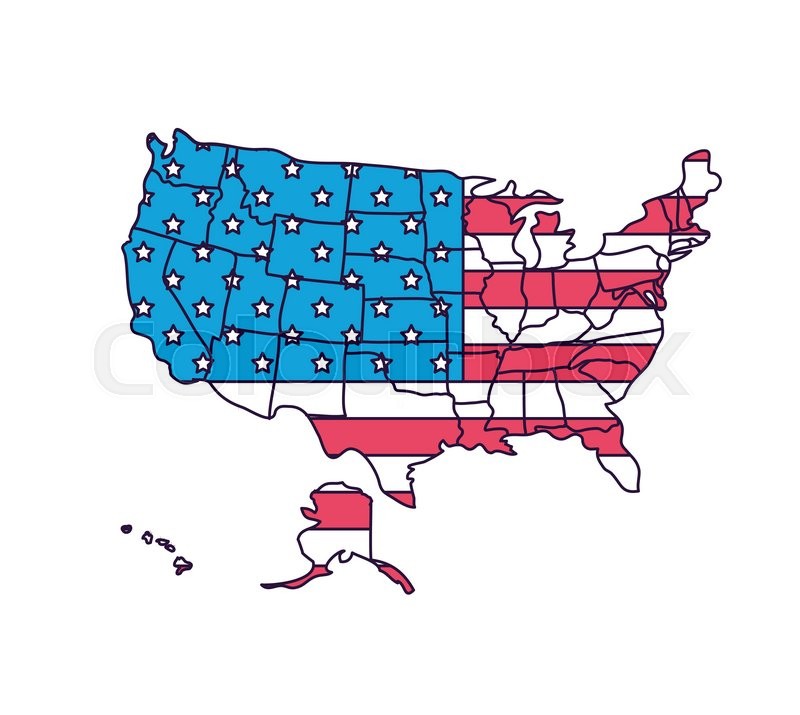 800x715 Usa Map With Flag Isolated Icon Stock Vector Colourbox