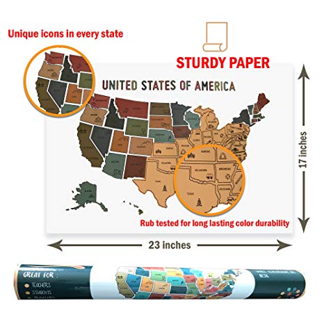 466x466 Oversized Usa Scratch Off Map