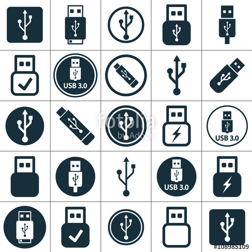 500x500 Usb Flash Icon Set Transparent Stock Image And Royalty Free