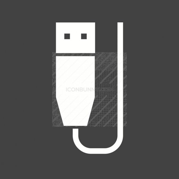 Usb Cable Glyph Inverted Icon 600x600 Usb Cable Glyph Inverted Icon