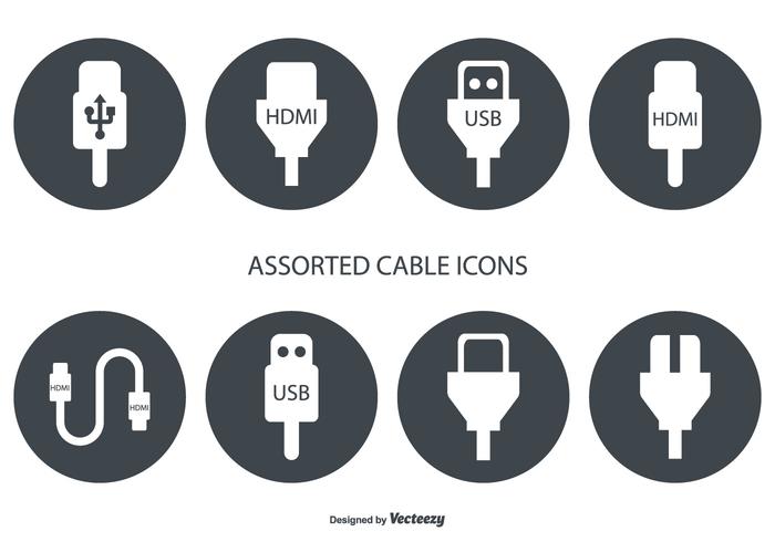 Assorted Hdmi And Usb Cable Vector Icons 700x490 Assorted Hdmi And Usb Cable Vector Icons