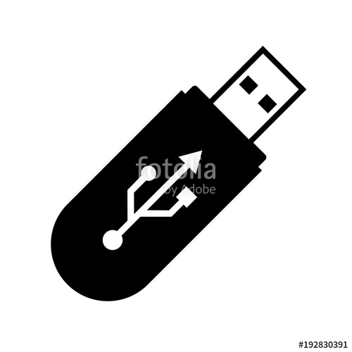 500x500 Monochrome Usb Drive Icon Isolated On White With The Usb Trident