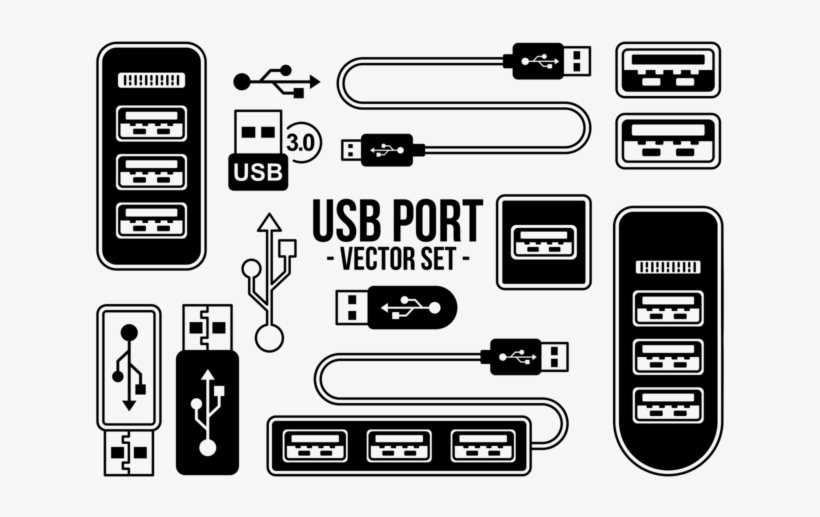 820x517 Usb Port Icons Vector