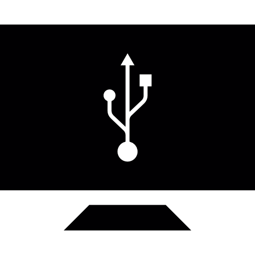 512x512 Computer Screen With Usb Port Symbol Icons Free Download