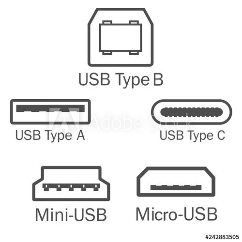 500x500 Usb Port Icon Set Vector Illustration, Flat Design