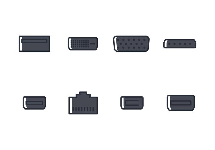 700x490 Vector Collection Of Usb Port Line Icons