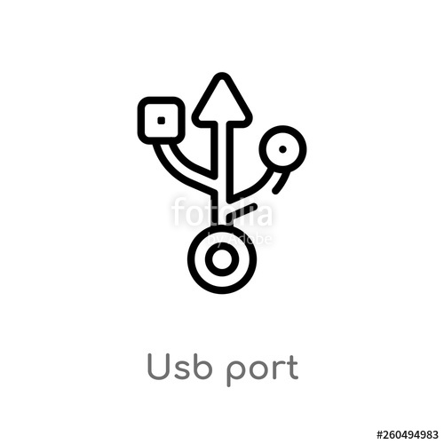 500x500 Outline Usb Port Vector Icon Isolated Black Simple Line Element