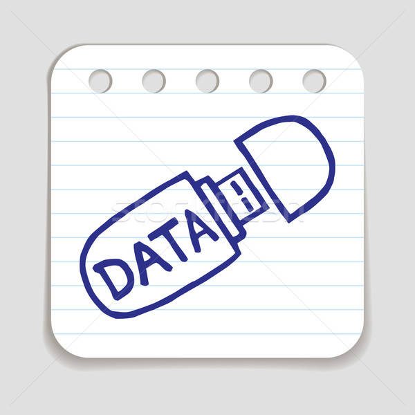 600x600 Doodle Usb Memory Stick Icon Vector Illustration Pakete