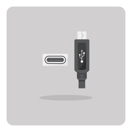 450x450 Vector Of Flat Icon, Usb Type C Connector On Isolated Background