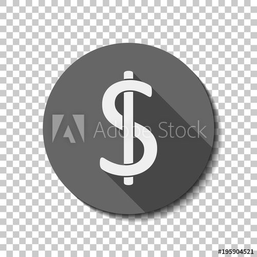 500x500 Dollars Sign And Usd Symbol Icon White Flat Icon With Long Shadow