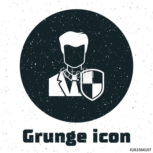 500x500 Grunge User Protection Icon Isolated On White Background Secure