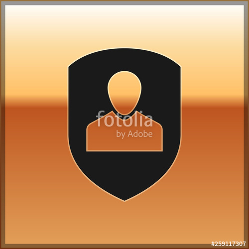500x500 Black User Protection Icon Isolated On Gold Background Secure