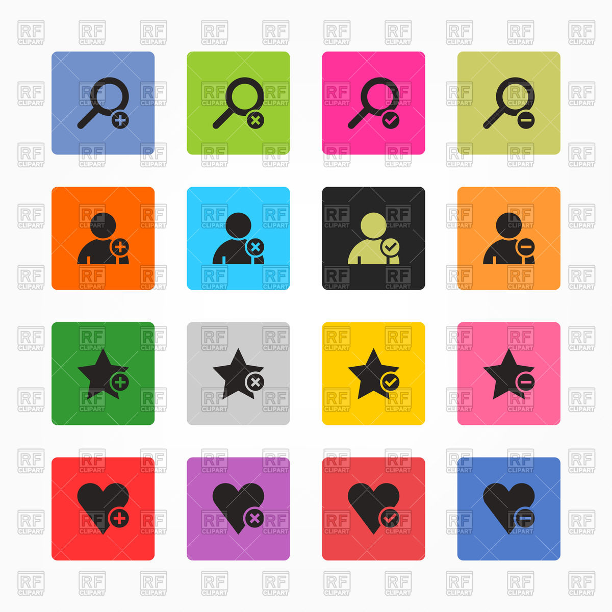 1200x1200 Flat Square Icons For User Profile Interface Vector Image Of Icons