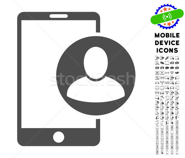 600x512 Phone User Profile Icon With Set Vector Illustration Victor