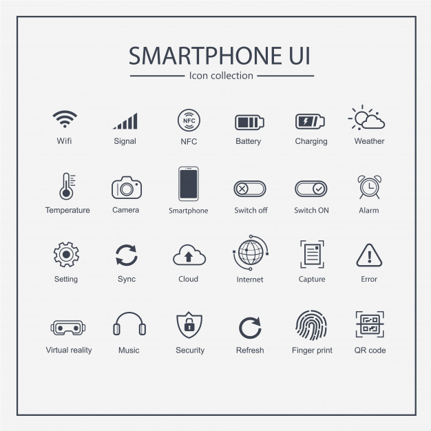 626x626 Smart Phone User Interface Icon Collection Set Vector Premium