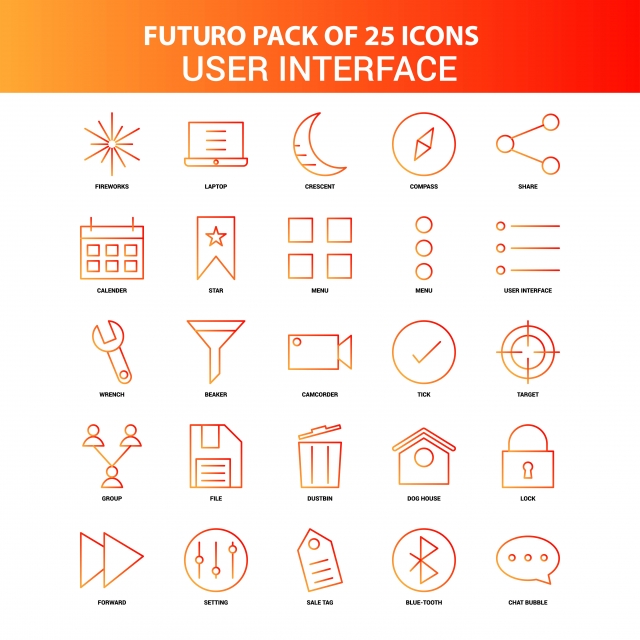 640x640 Orange Futuro User Interface Icon Set, Blue Tooth, Business