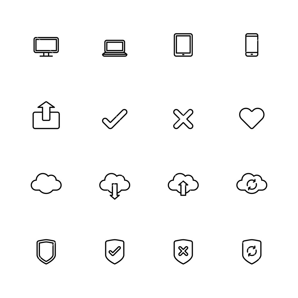 1000x1000 Black Line Simple Web Icon Set For Web Design, User Interface