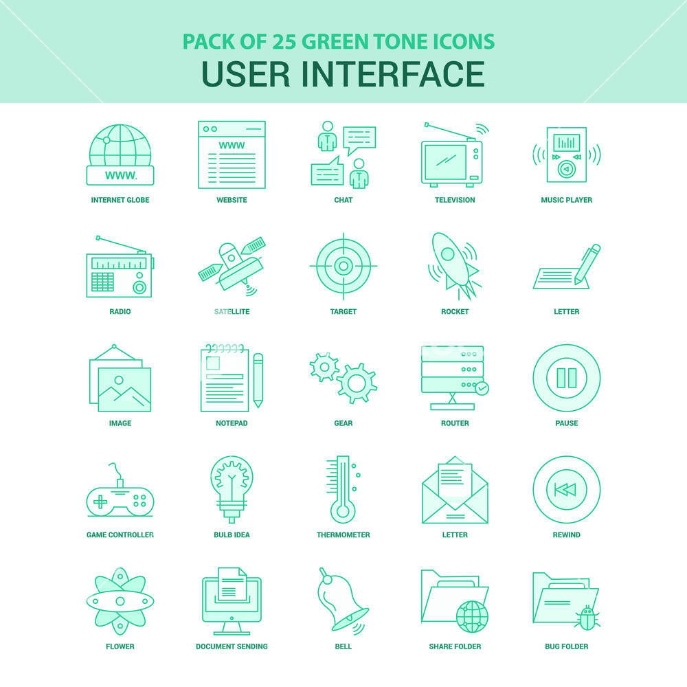 1000x1000 Green User Interface Icon Set Royalty Free Stock Image