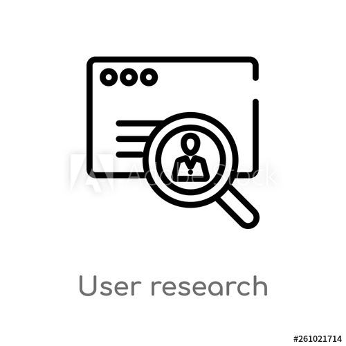 500x500 Outline User Research Vector Icon Isolated Black Simple Line