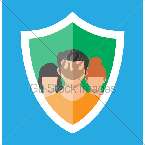 500x500 Shield Icon With User Silhouette Symbol Gl Stock Images