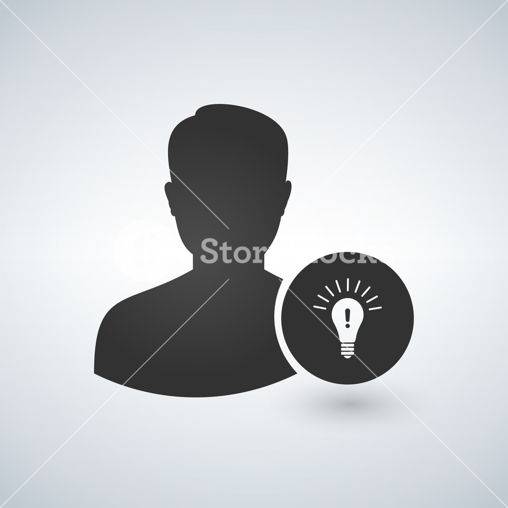 1000x1000 User Avatar Icon Profile With Lamp Bulb Sign Person Silhouette