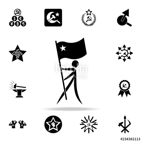 500x500 Man Holds The Flag Of The Ussr Icon Detailed Set Of Communism