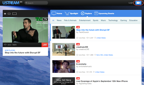 600x356 Ustream Increases Broadcast Sessions With Icon + Text