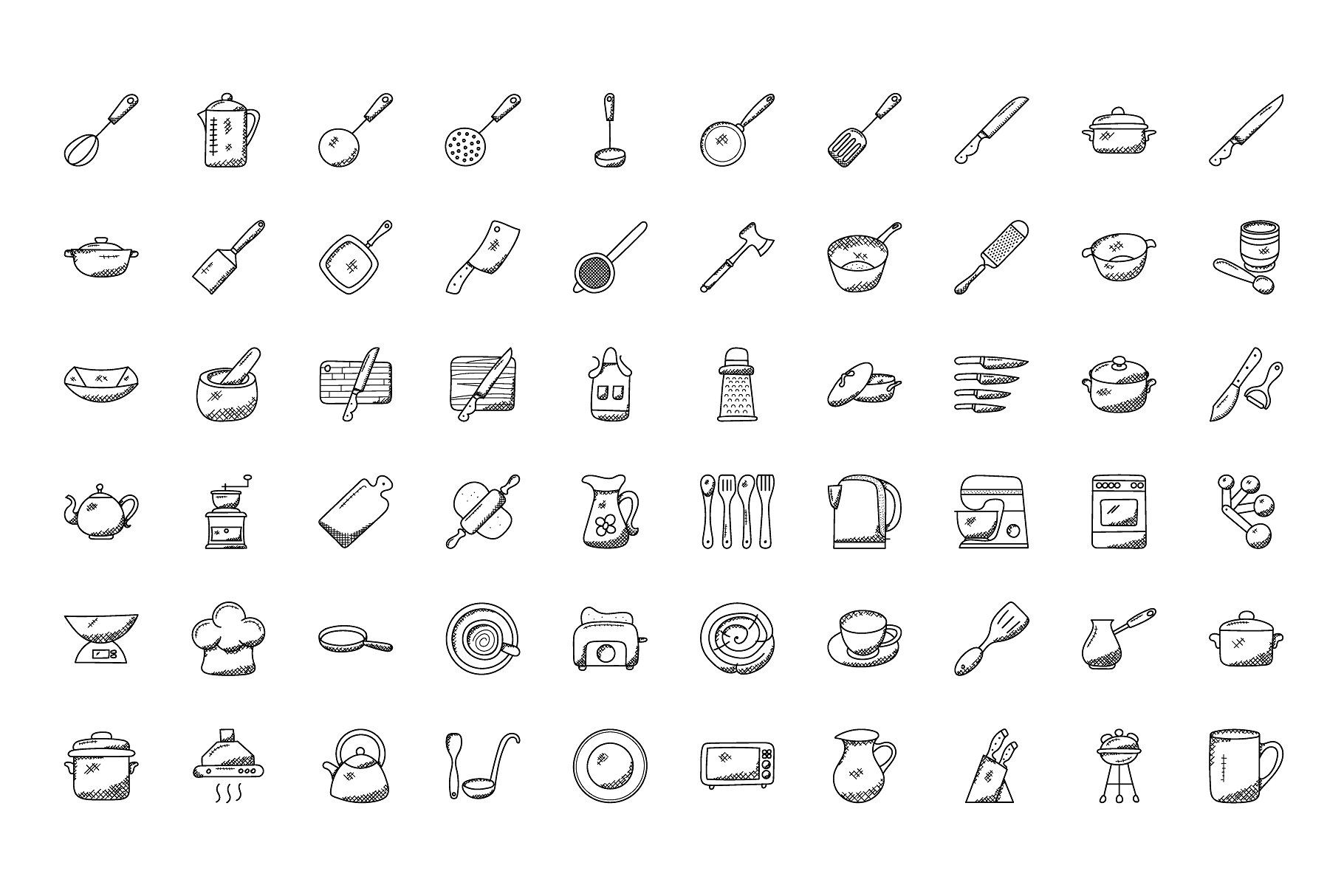 1820x1214 Doodles Of Kitchen Utensils