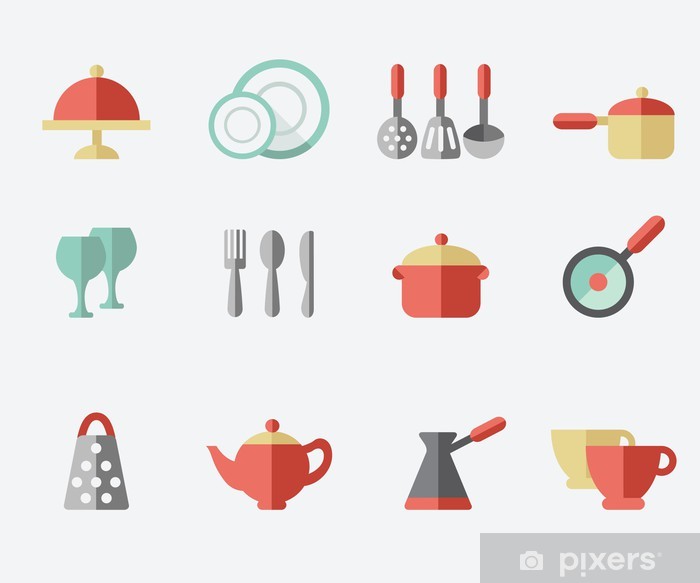 700x583 Kitchen Utensils Icon Set Wall Mural