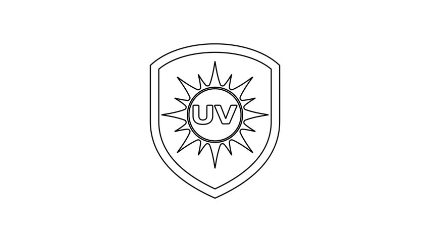 852x480 Grey Uv Protection Line Icon Stock Footage Video