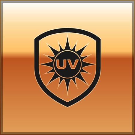 450x450 Black Uv Protection Icon Isolated On Gold Background Sun