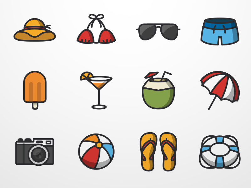 800x600 Vacation Icon Set Sketch Freebie