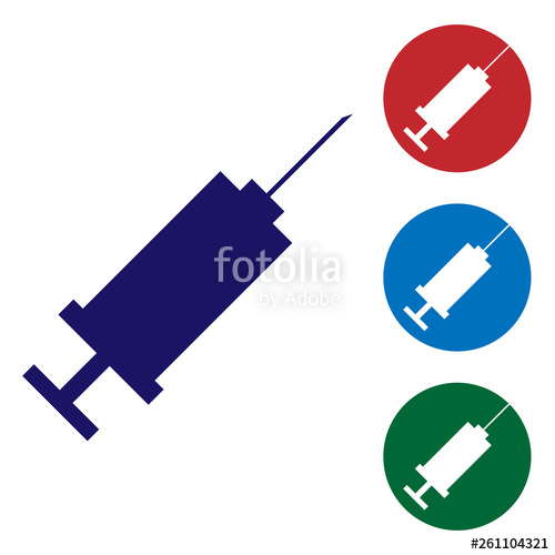 500x500 Blue Syringe Icon Isolated On White Background Syringe