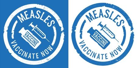 450x224 Blue Measles Vaccination Rubber Stamp Prints With Syringe