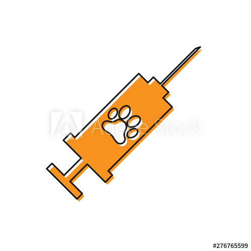 500x500 Orange Syringe With Pet Vaccine Icon Isolated On White Background