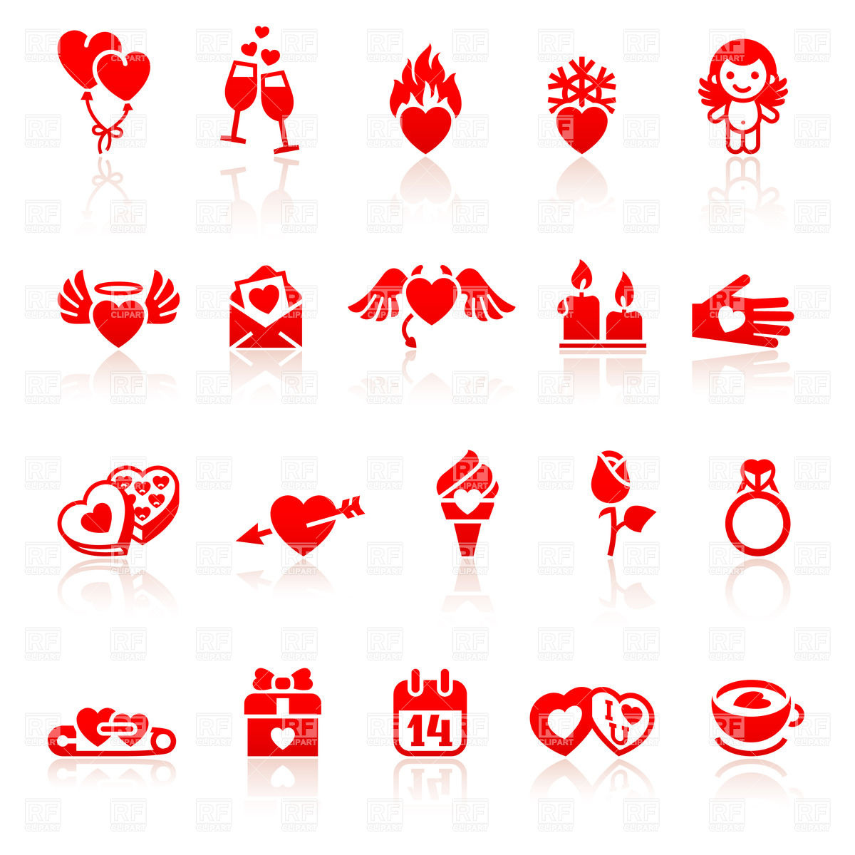 1200x1200 Valentine's Day Red Icon Set Vector Image Of Icons And Emblems