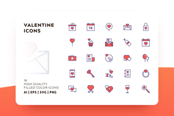 580x387 Valentine Filled Color Icon Pack Graphic
