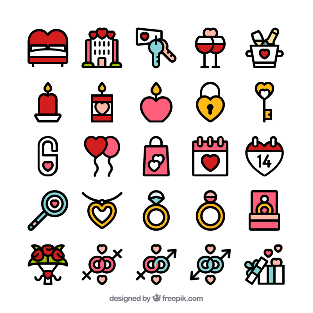 626x626 Valentine Day Icon Set Vector Free Download