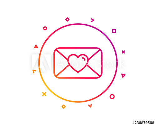 500x405 Valentines Day Mail Line Icon Love Letter Symbol Heart Sign